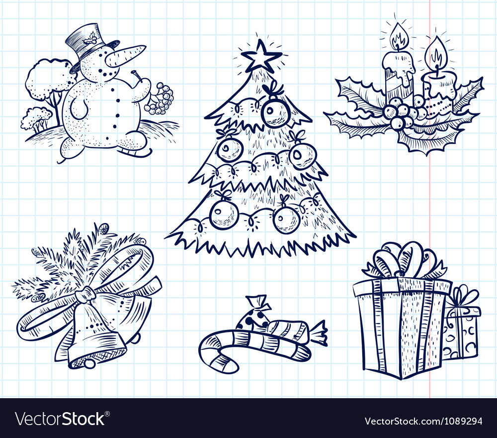 Christmas doodles Royalty Free Vector Image - VectorStock