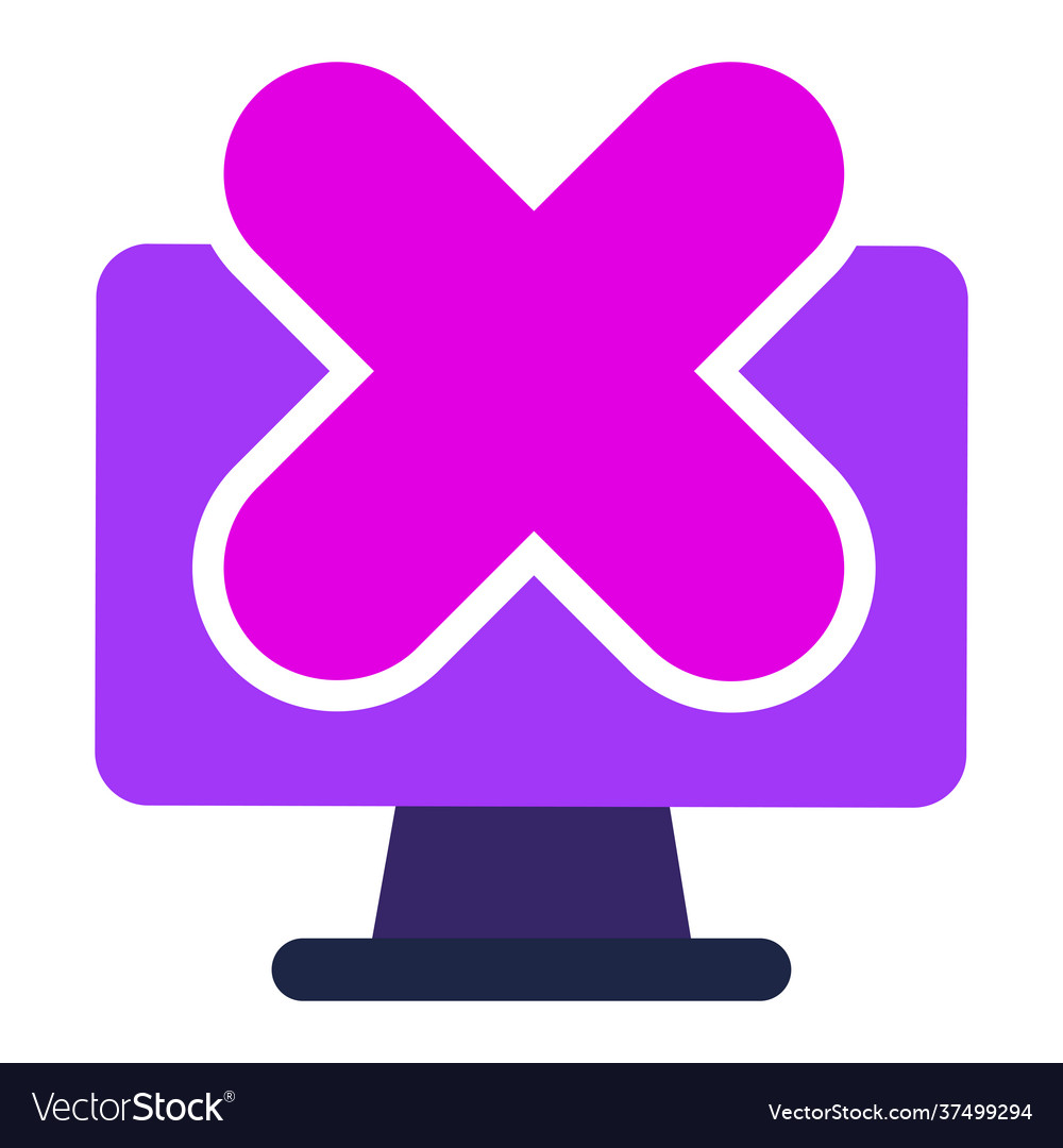 Computer icon with delete flat design vector image Computer icon with delete flat design