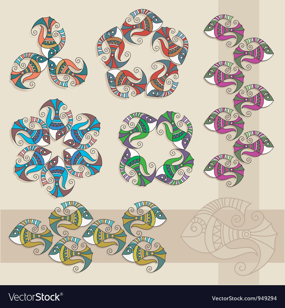 Decorative fish elements Royalty Free Vector Image