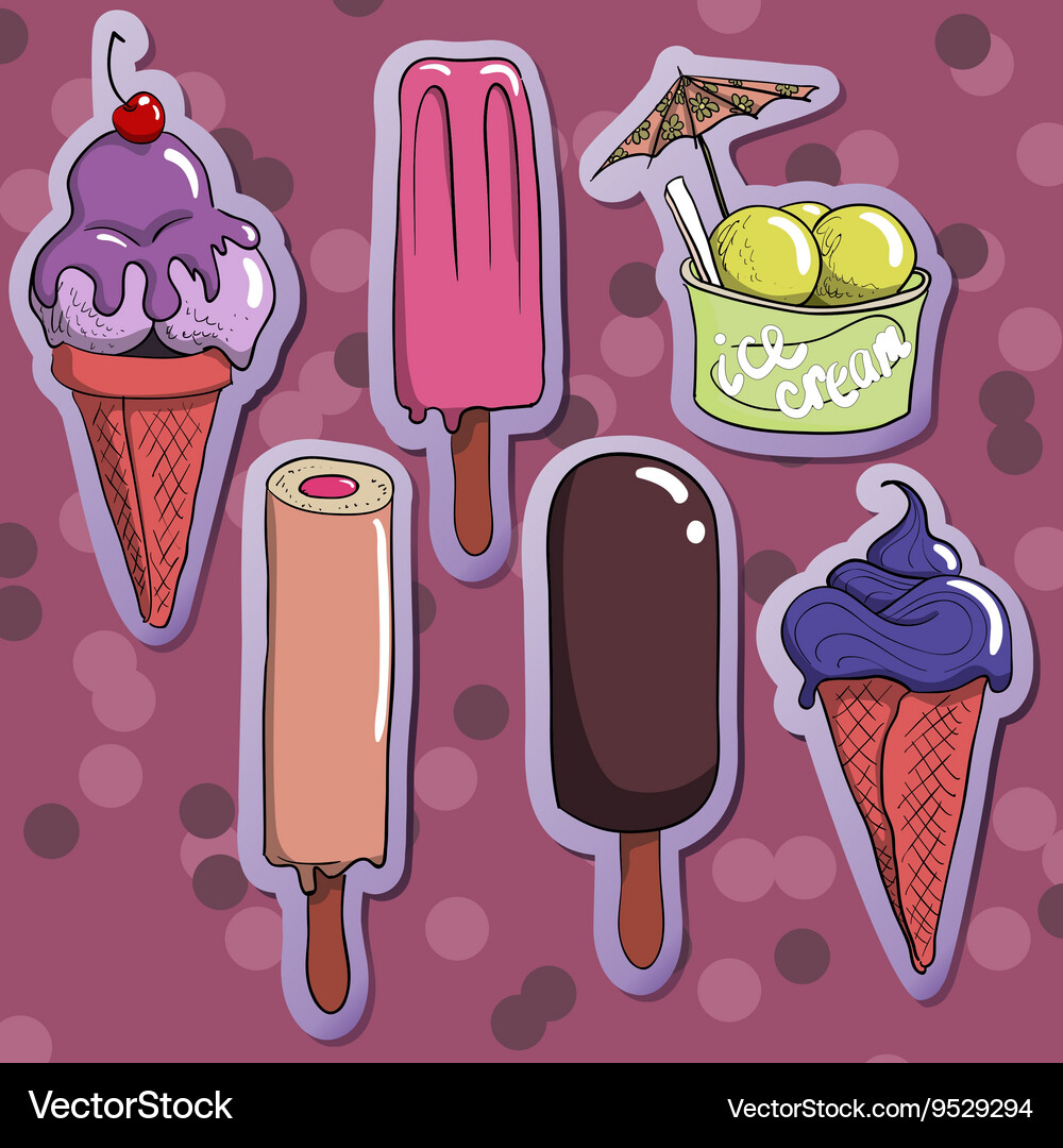Ice cream set Royalty Free Vector Image - VectorStock