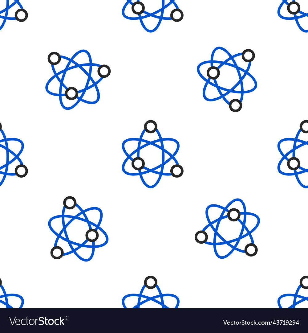 Line atom icon isolated seamless pattern on white