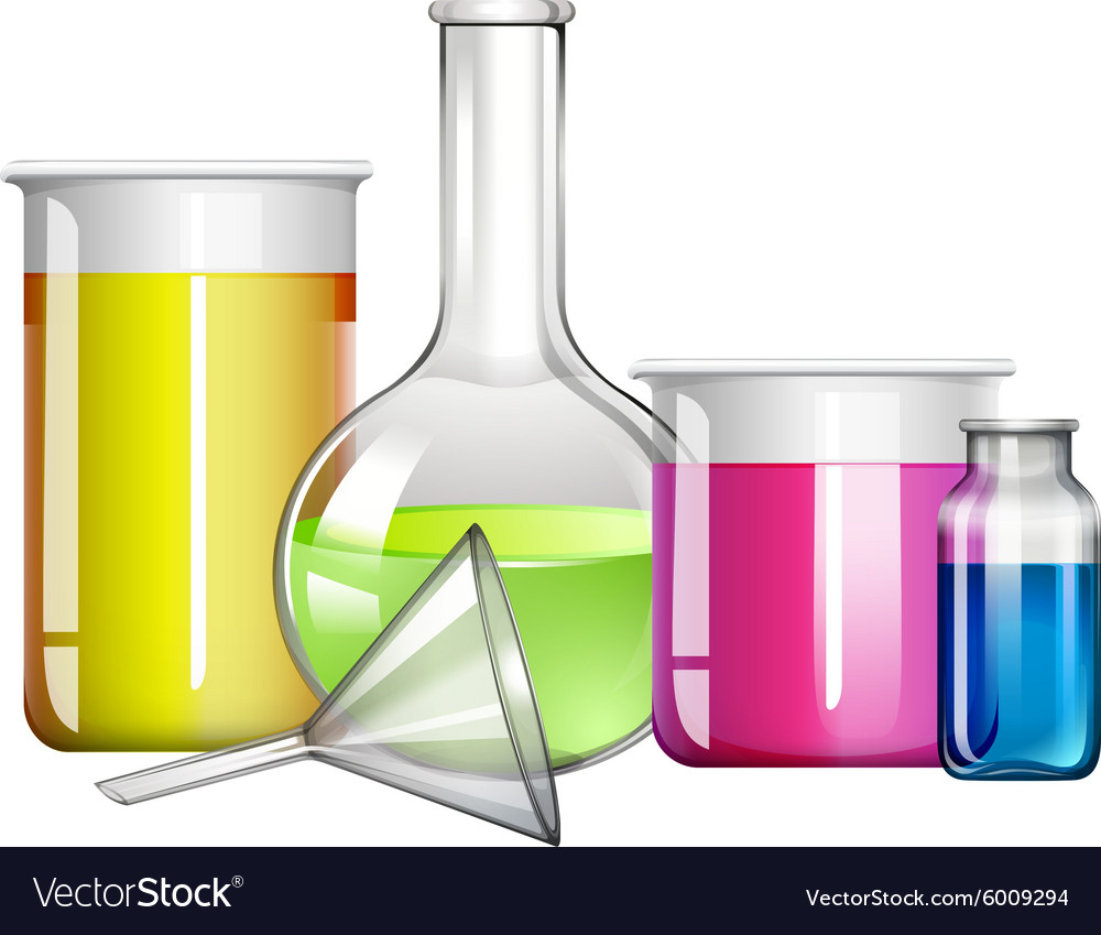 Liquid substance in glass containers Royalty Free Vector