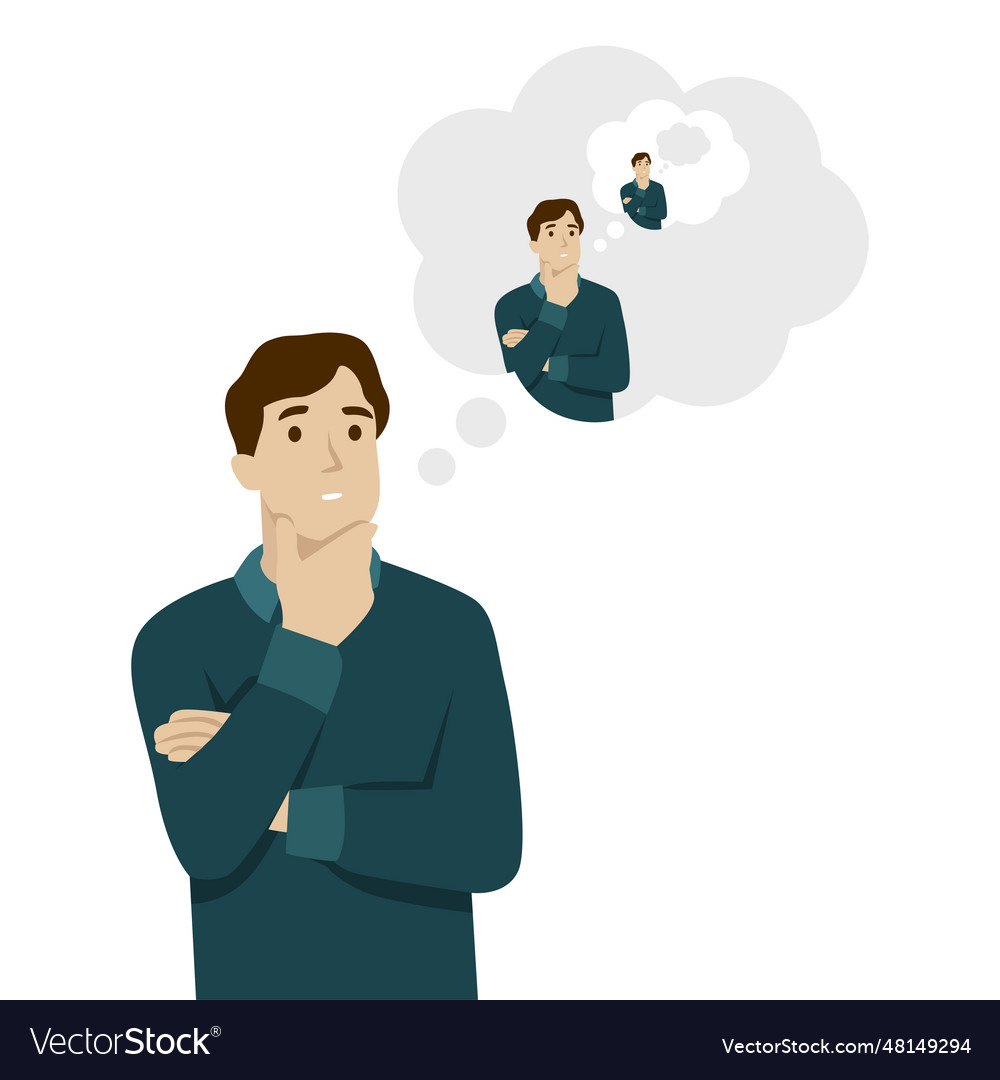 Man thinking dejavu experience something Vector Image