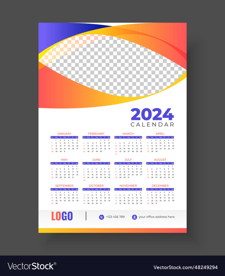 Print ready one page wall calendar template Vector Image