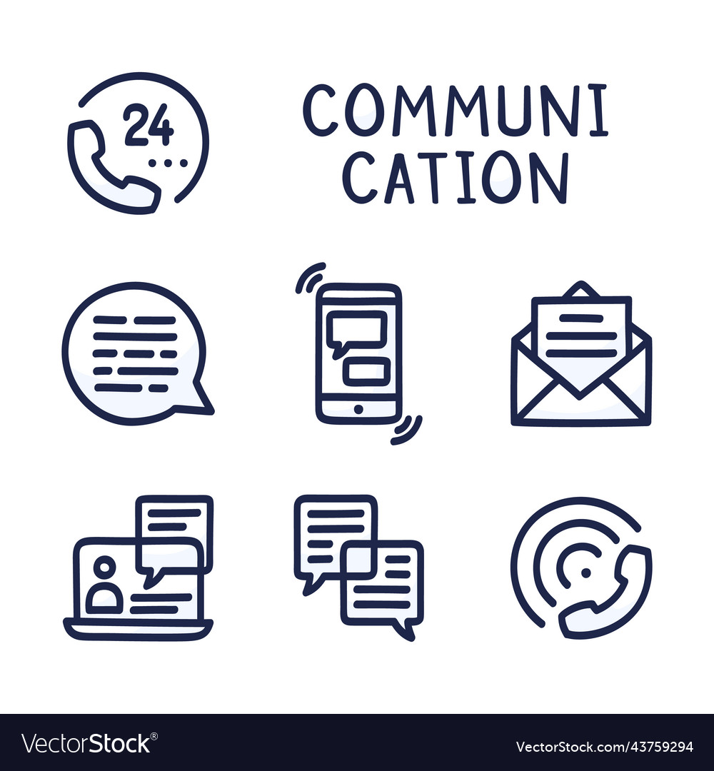Set communication simple outline color icon
