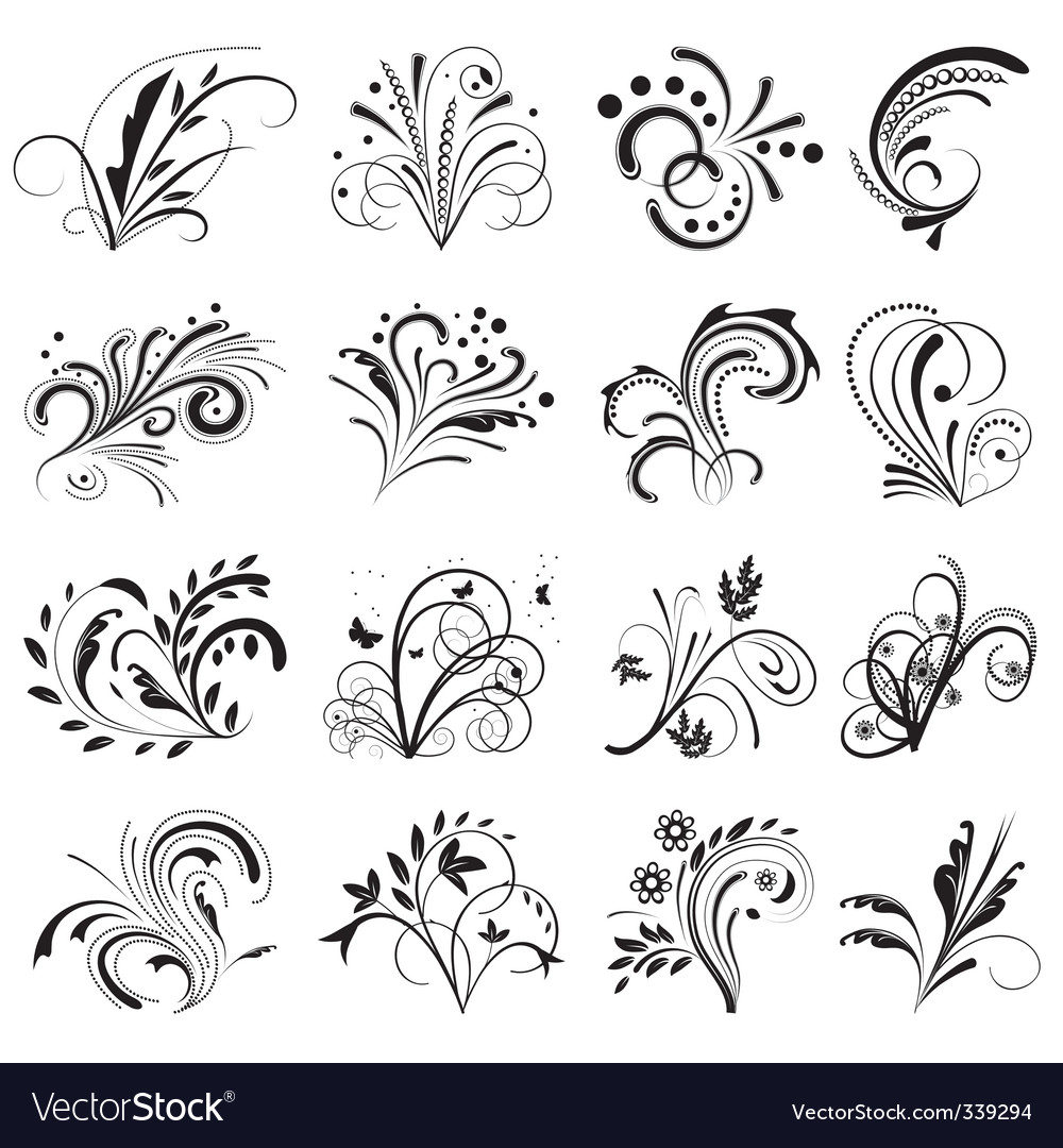 Set of floral design elements Royalty Free Vector Image