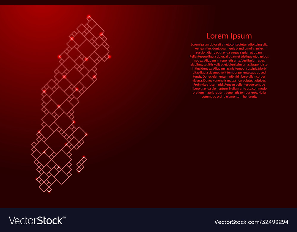 Sweden map from red pattern a grid vector image Sweden map from red pattern a grid