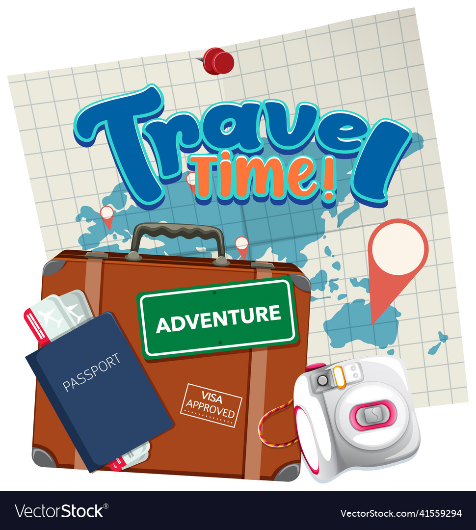 Travel time typography design with travelling Vector Image