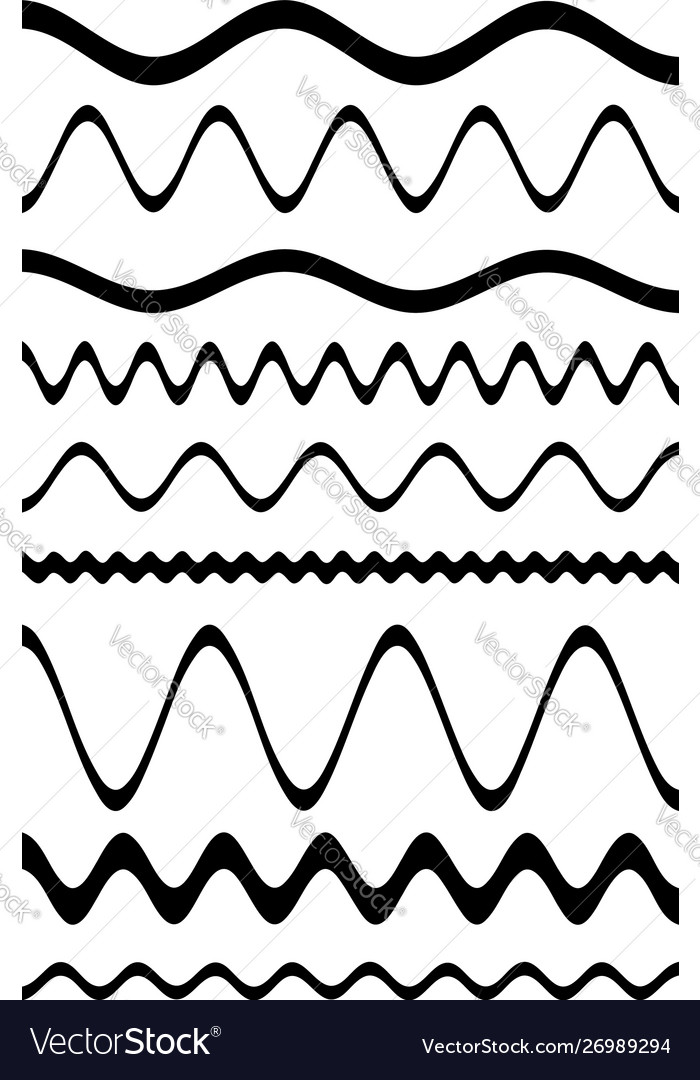 Wavy billow zigzag line element set lines vector image Wavy billow zigzag line element set lines