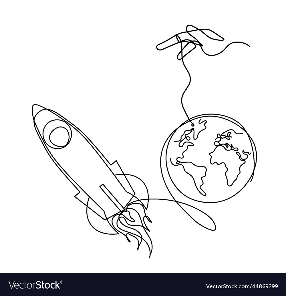 Abstract color rocket with hand as continuous Vector Image Abstract color rocket with hand as continuous