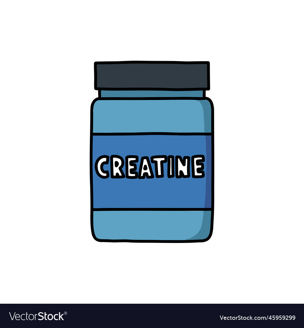 Creatine Pulver Doodle Icon Farblinie