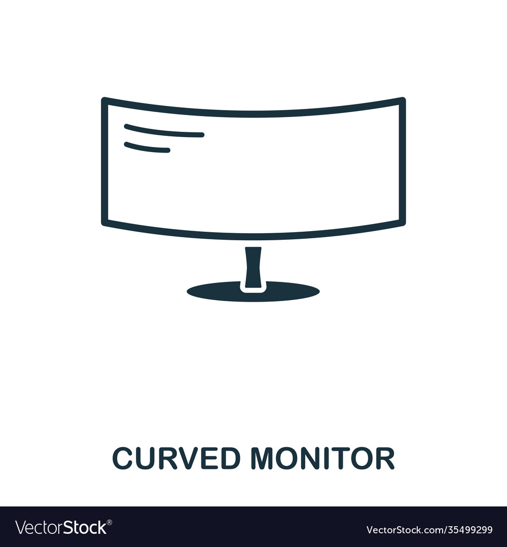 Curved monitor icon line style design ui