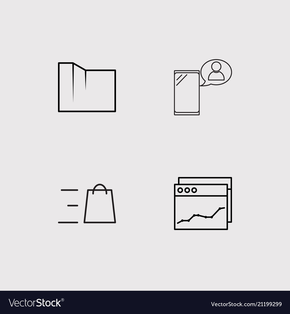 Data analytics simple linear icons set outlined