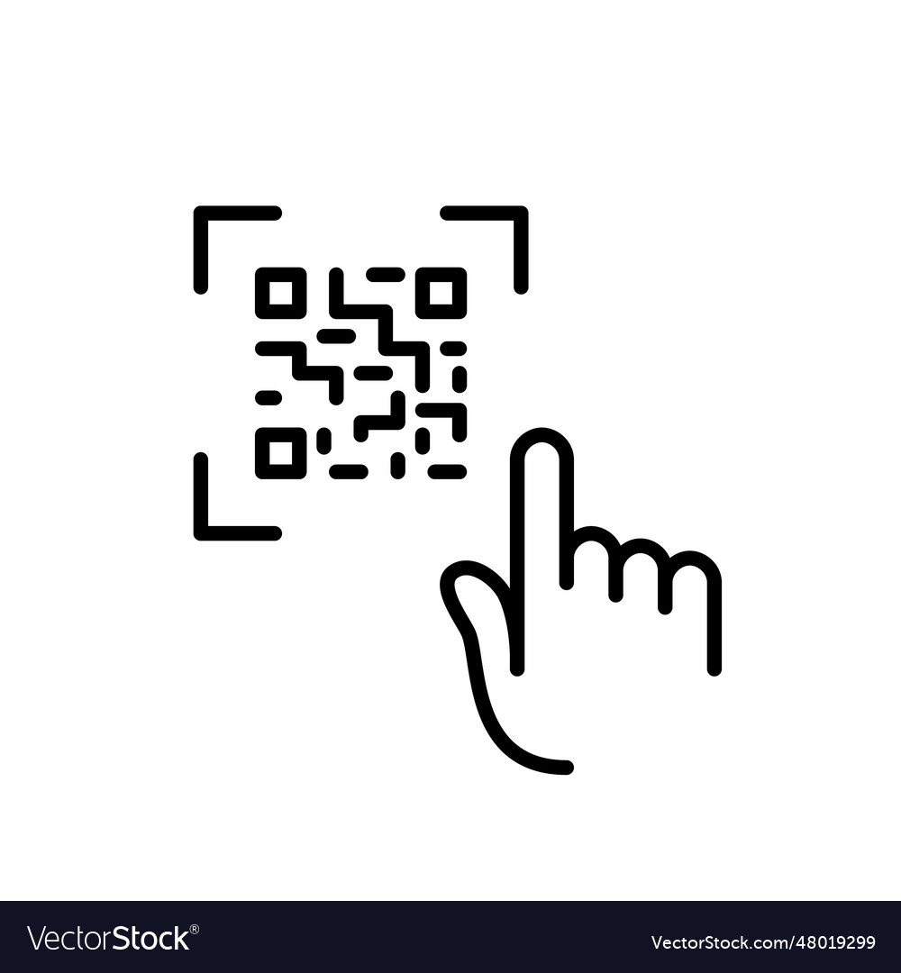Finger tapping on qr code accessing website vector image Finger tapping on qr code accessing website