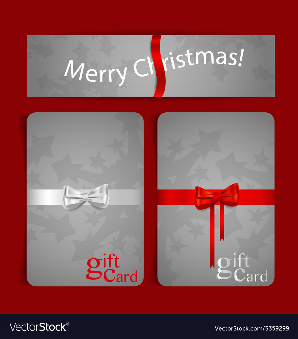 Holiday gift coupons with bows and ribbons