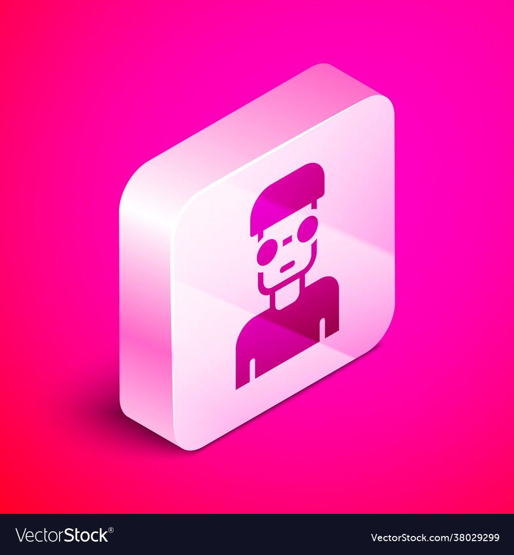 Isometric nerd geek icon isolated on pink