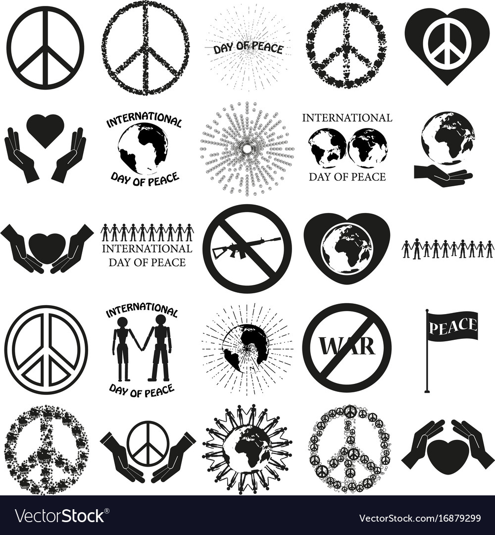 Peace set black icon on white Royalty Free Vector Image