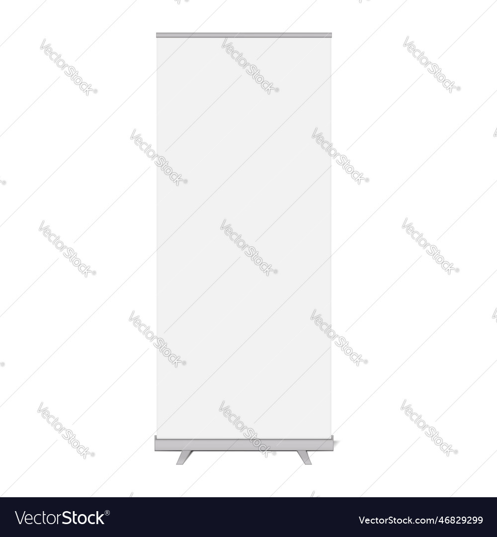 White blank roll-up banner stand mockup vertical