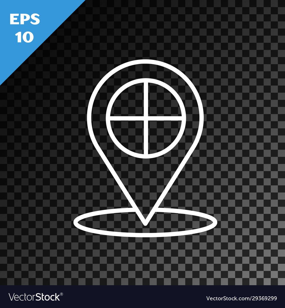 White line map pointer with taxi icon isolated vector image White line map pointer with taxi icon isolated