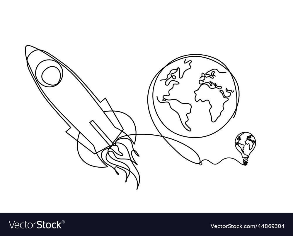Abstract color rocket with globe light bulb