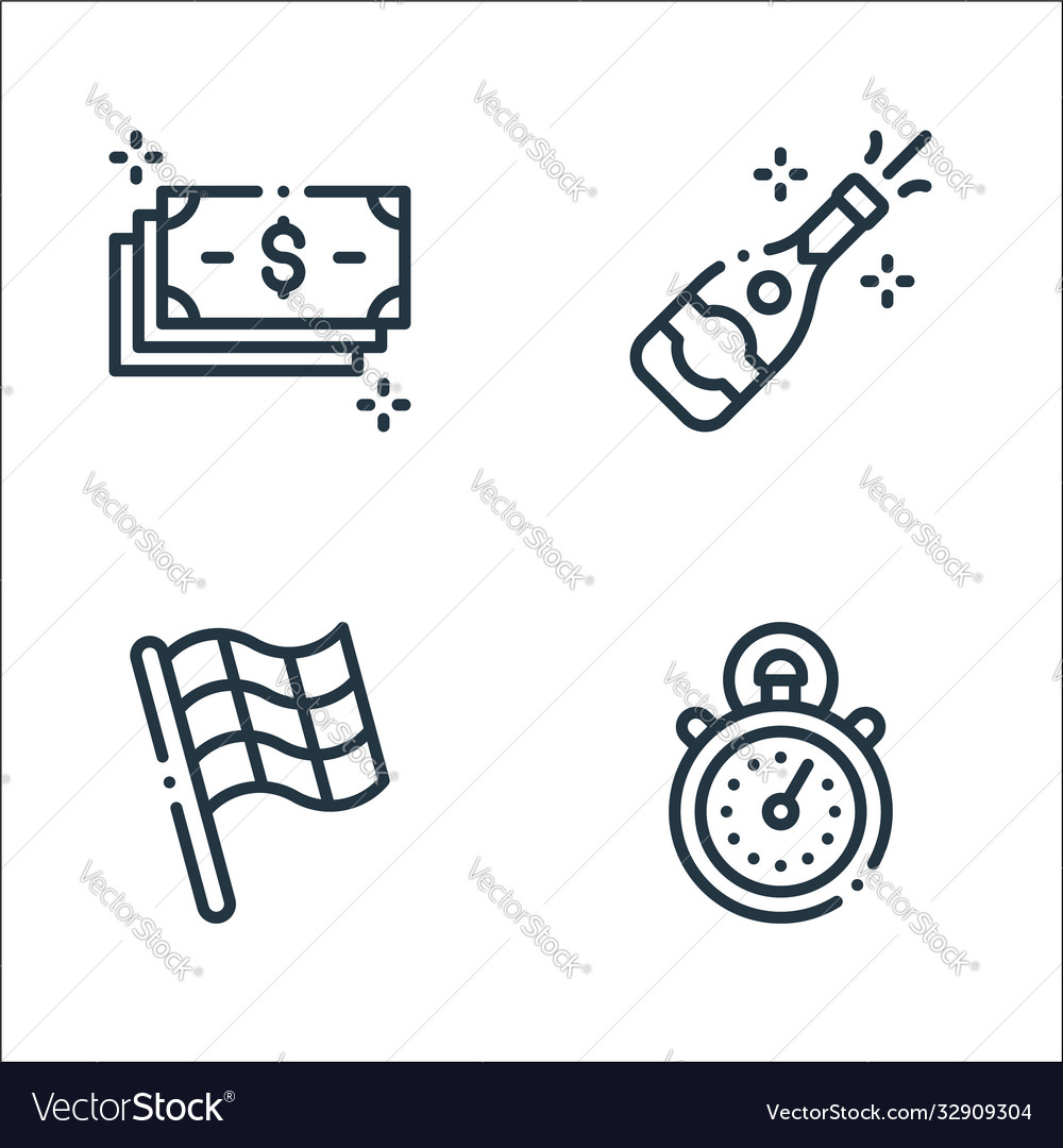 Autoracing line icons linear set quality vector image Autoracing line icons linear set quality