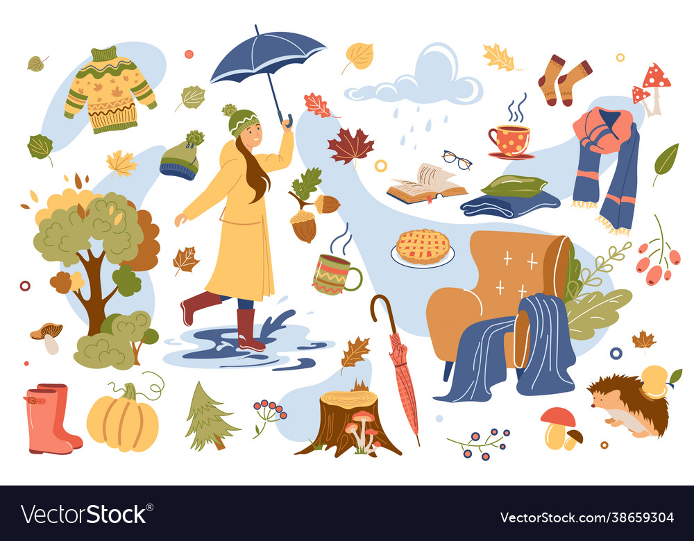 Autumn concept isolated elements set