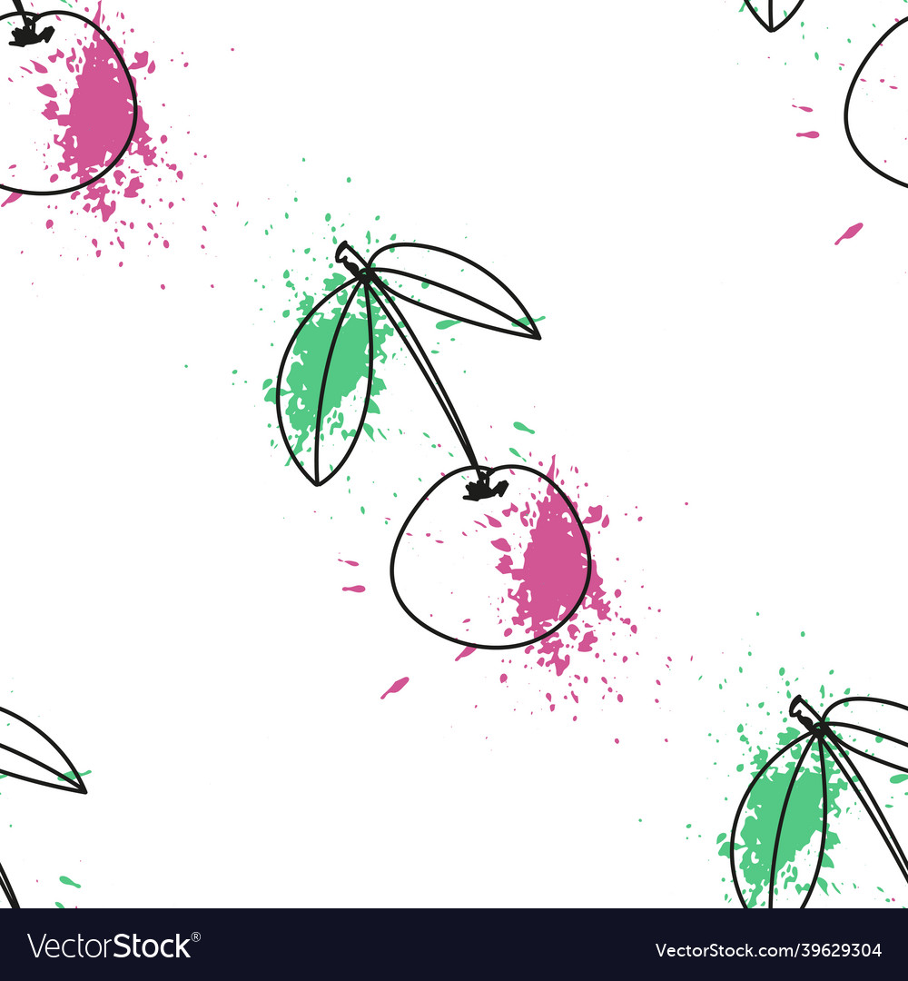 Background seamless pattern with a sweet cherry vector image Background seamless pattern with a sweet cherry