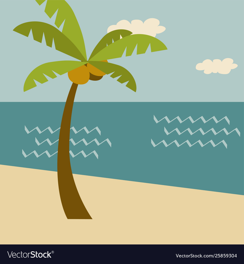 Beach scene retro summer holiday poster Royalty Free Vector