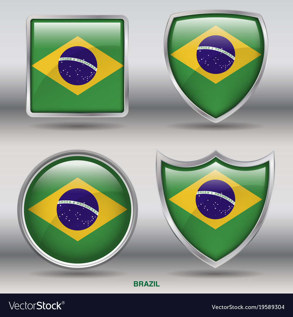 Brazil flag in 4 shapes collection