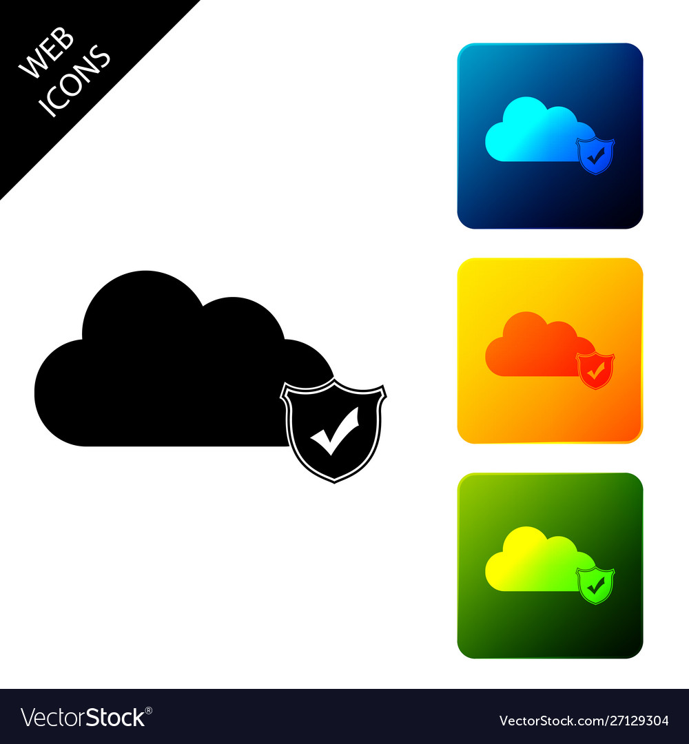 Cloud and shield with check mark icon isolated vector image Cloud and shield with check mark icon isolated