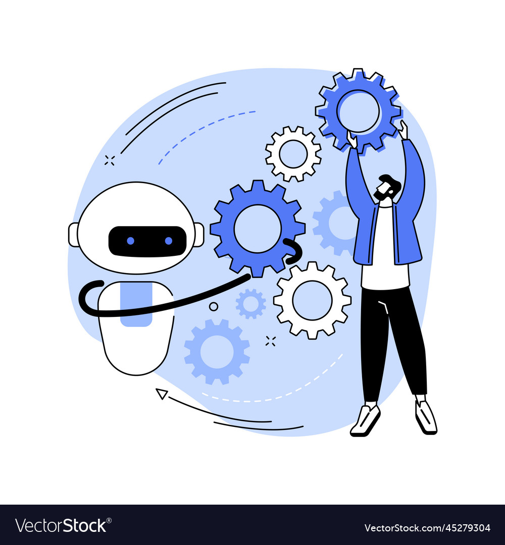 Collaborative robotics abstract concept vector image Collaborative robotics abstract concept
