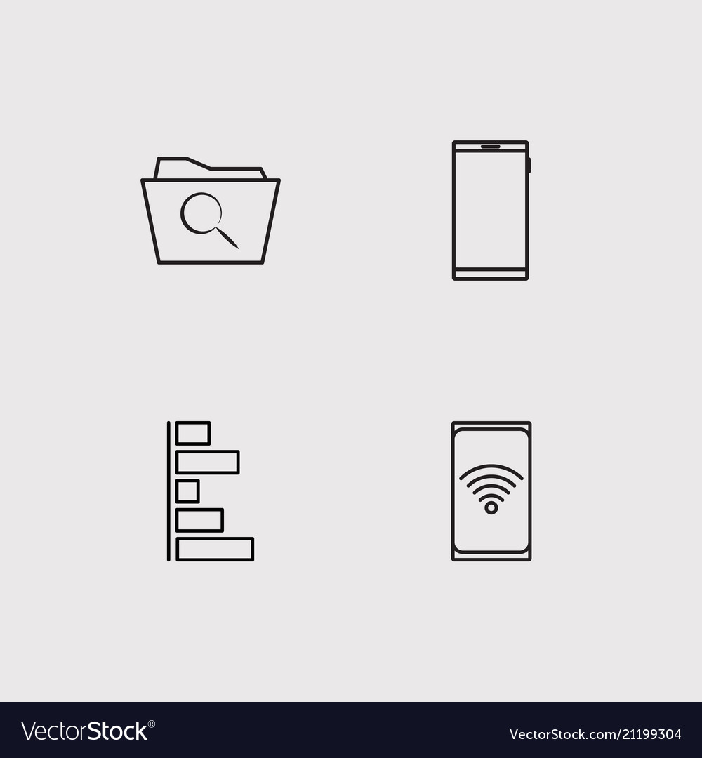 Data analytics simple linear icons set outlined