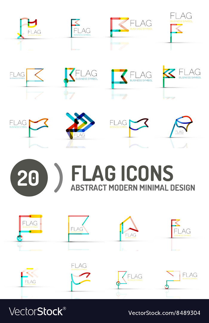 Flag icon logo set linear design