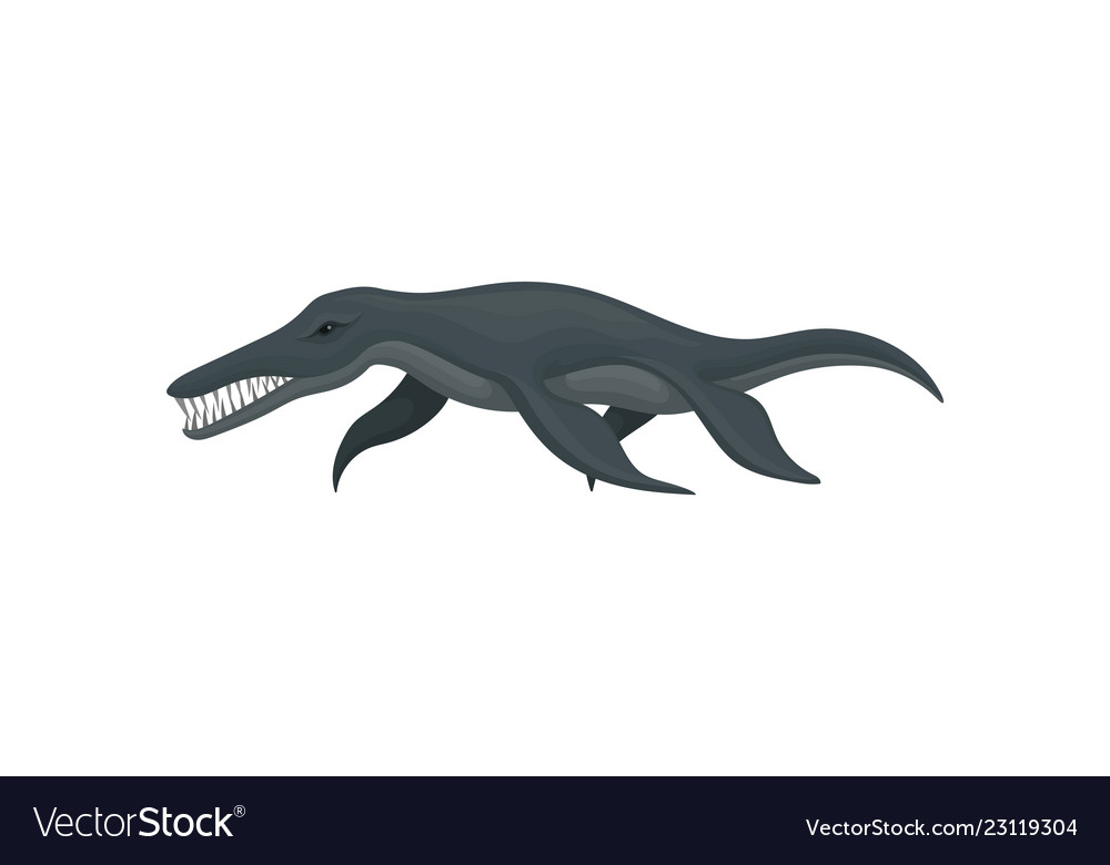 Flat design large liopleurodon Royalty Free Vector Image