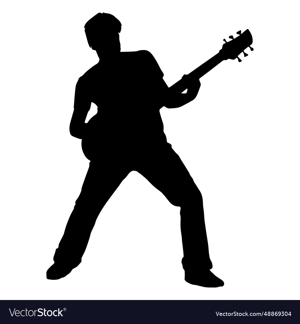 Guitarist playing silhouette Royalty Free Vector Image