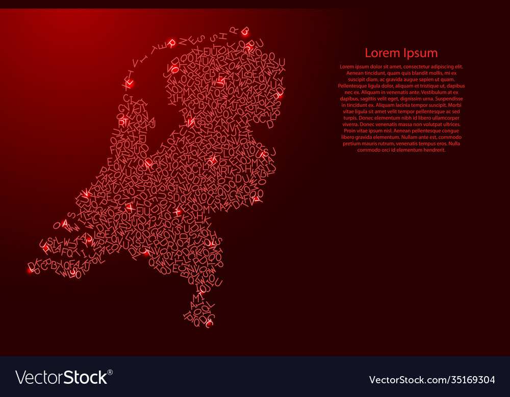 Niederlande Karte von rotem Muster latin alphabet