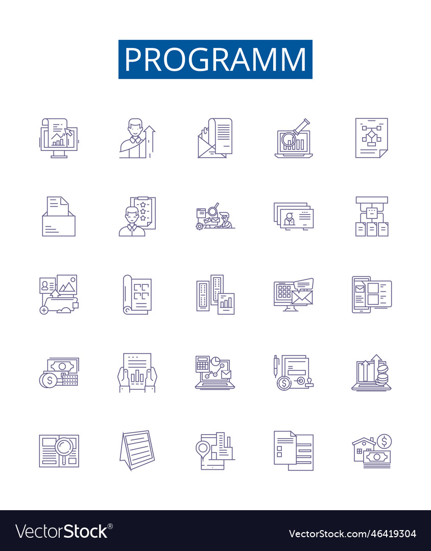 Programm line icons signs set design collection Vector Image