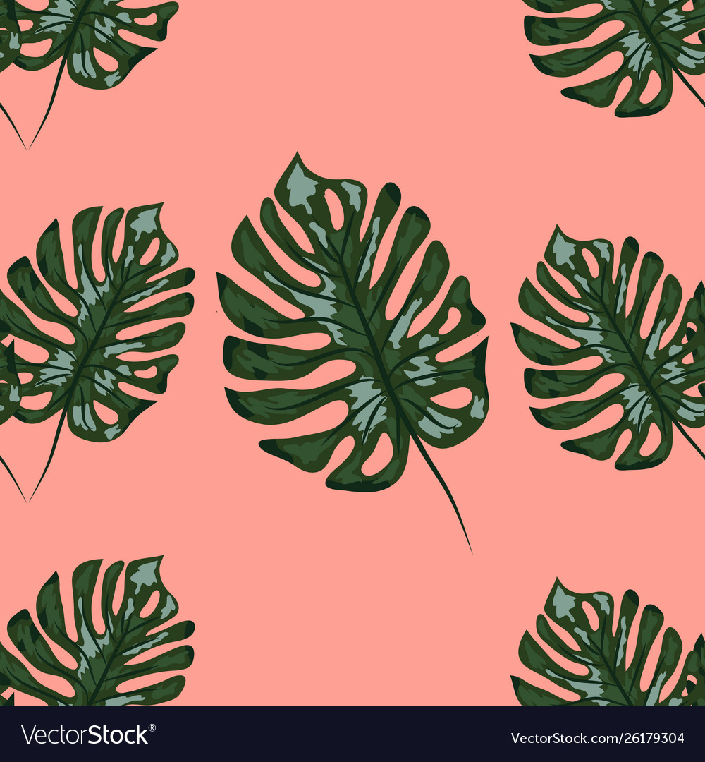 Seamless indigo tropical pattern with monstera