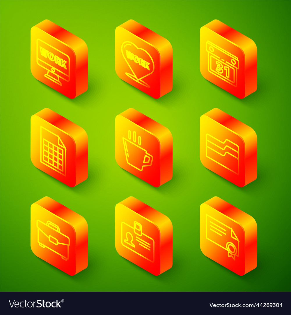 Set line monitor with text work heart calendar vector image Set line monitor with text work heart calendar
