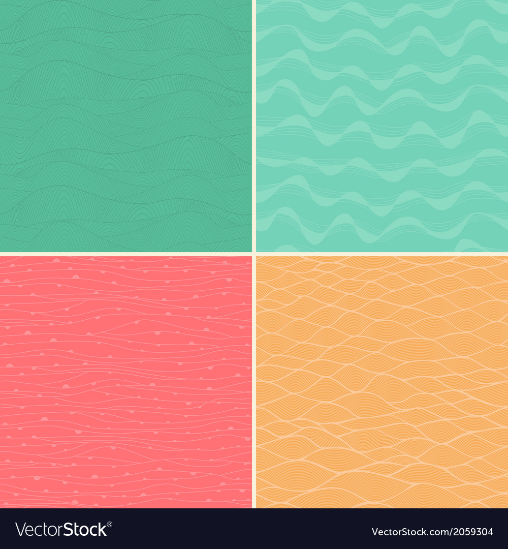 Set of four seamless abstract hand-drawn pattern