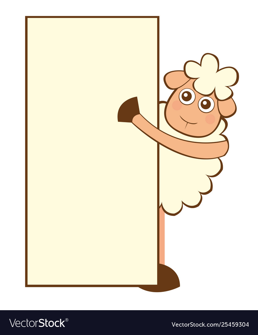 Sheep cartoon with space advertising isolated