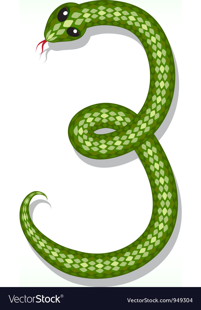 Snake font digit 3 Royalty Free Vector Image - VectorStock