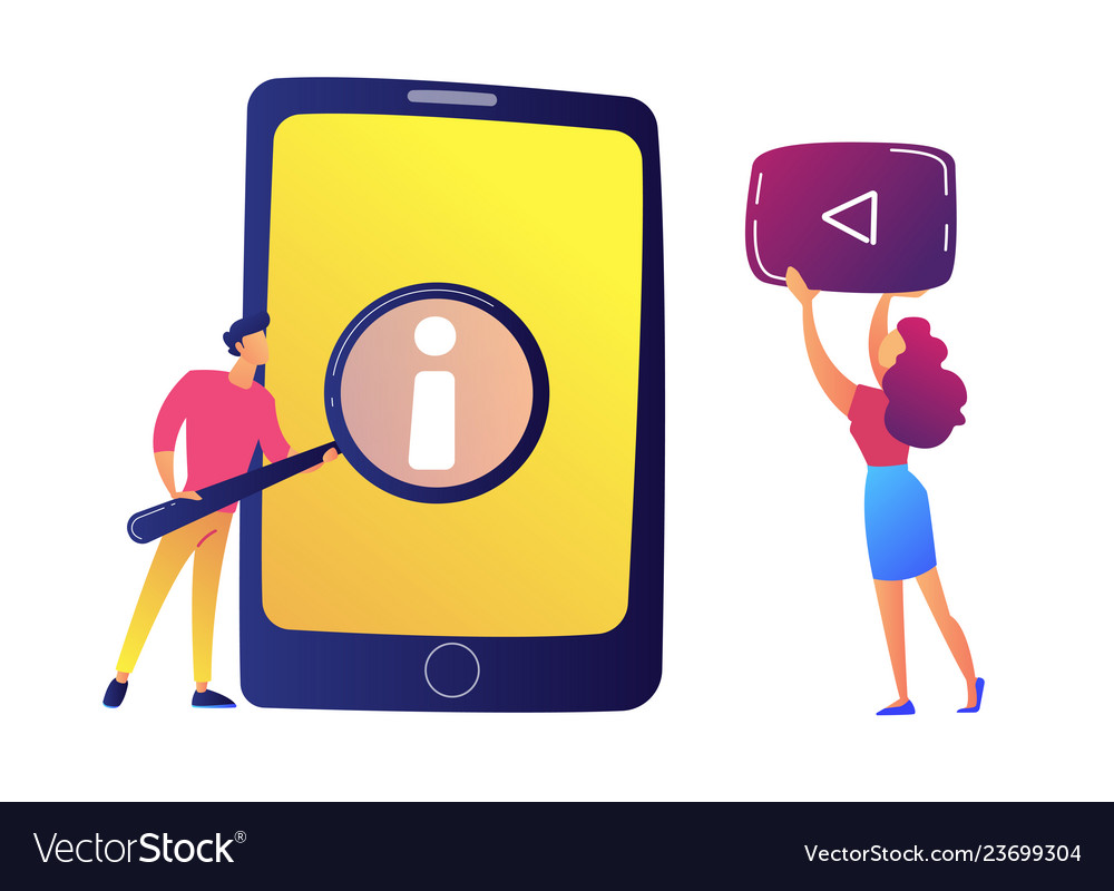 User with magnifier looking at guide vector image User with magnifier looking at guide