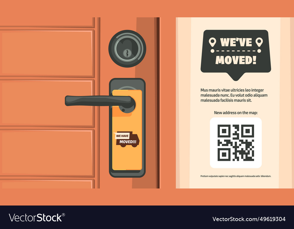 We Have Moved Door Sign Relocation Announcement Vector Image