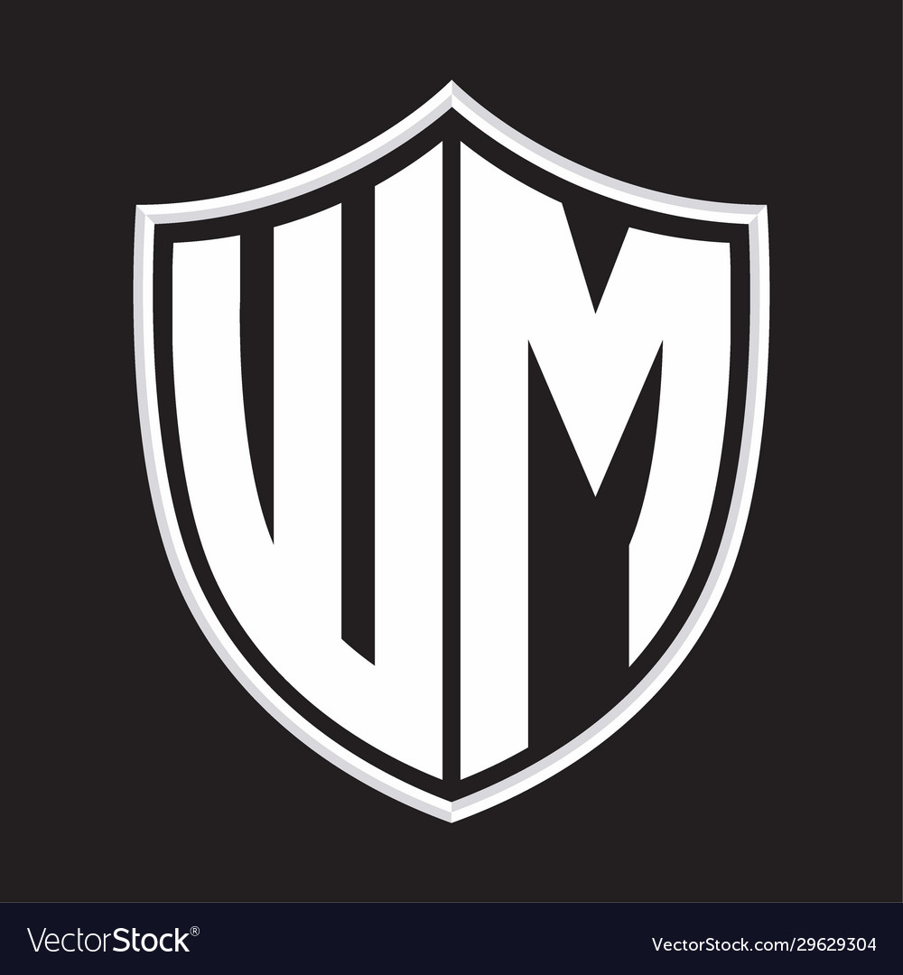 Wm logo monogram with shield shape isolated