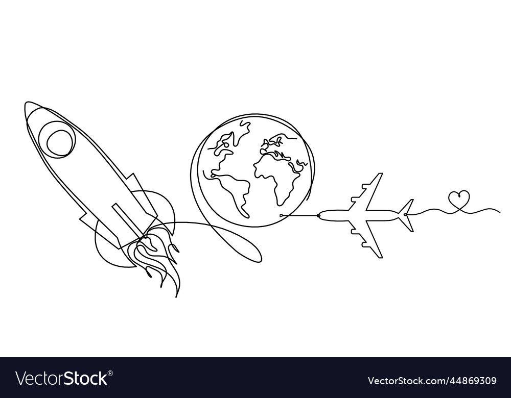 Abstract color rocket with plane as continuous