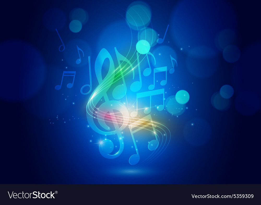 Abstract music notes and bokeh lights blue Vector Image