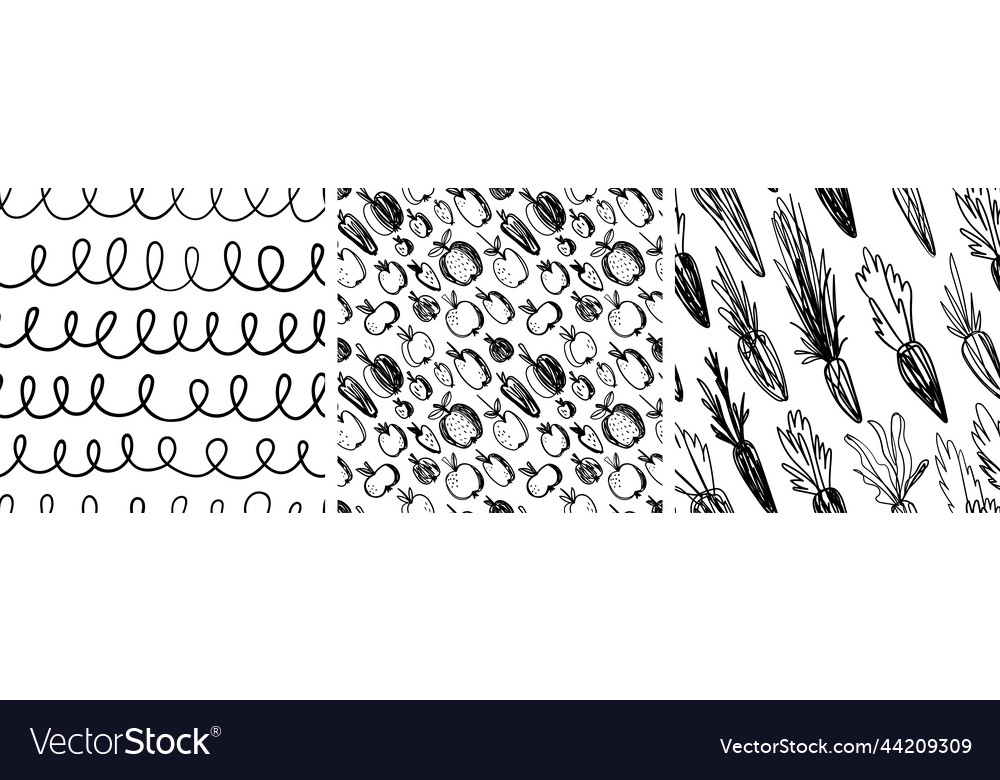 Abstract seamless pattern set apple and carrot