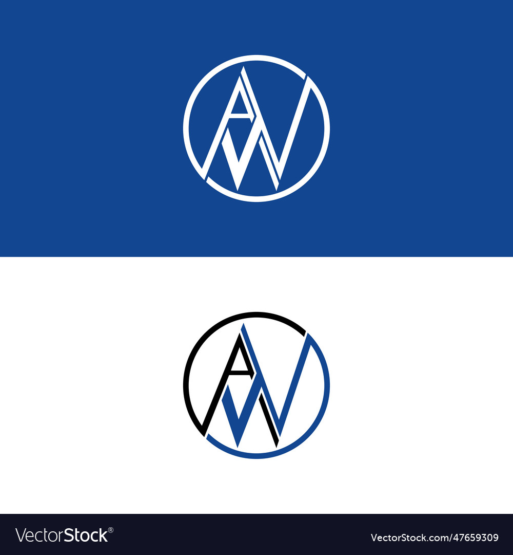 Aw initial letters linked circle design template Vector Image Aw initial letters linked circle design template