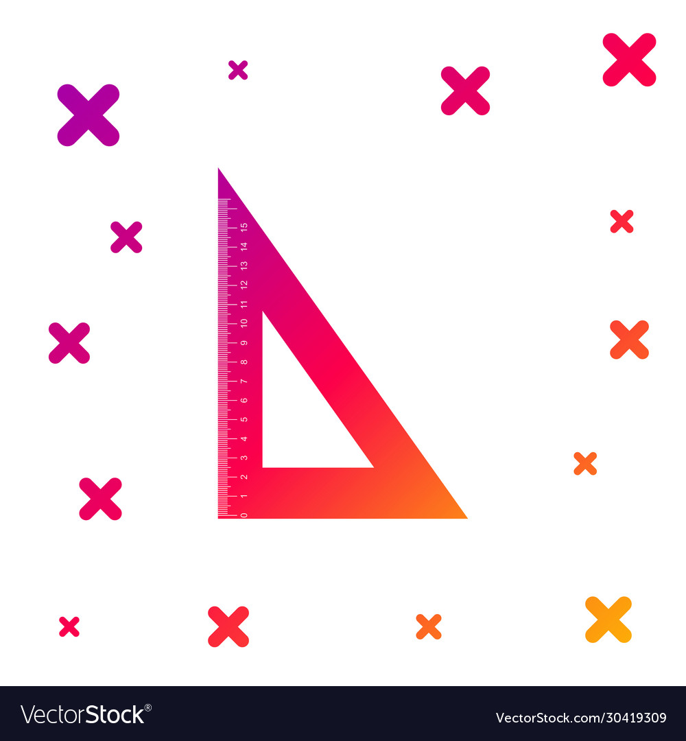 Color triangular ruler icon isolated on white vector image Color triangular ruler icon isolated on white